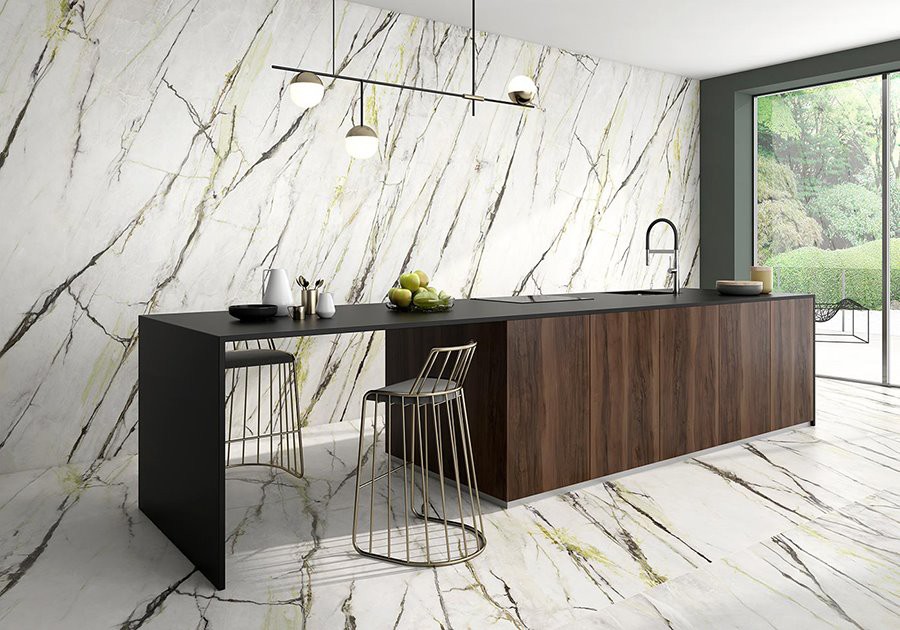 Calacatta Verde Marble Floor & Wall